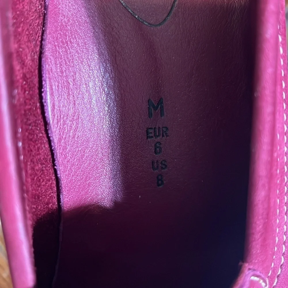 Arche Red Nubuck Leather Flats Loafers Size 8 Contrast Stitching